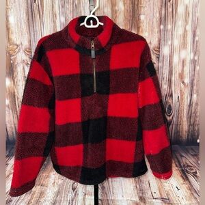 Red and Black Plaid Fleece Pullover
